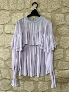 SNIDEL 薄紫 フリル長袖ブラウス