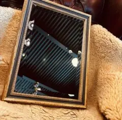 湯布院アンティーク イタリア製 ウォールミラー 壁掛け鏡 ゴールドカラー 額縁