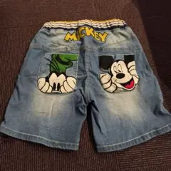 ミッキー＆グーフィー刺繍デニムショートパンツ