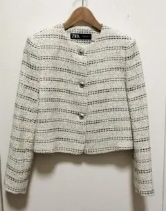 ZARA ノーカラージャケット ツイード XS フォーマル