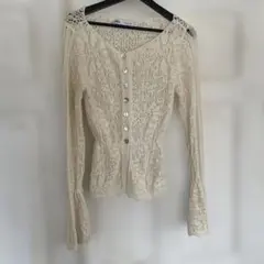ZARA アイボリー レース編みカーディガン