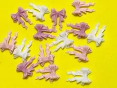 No.474　ネイルパーツ　リボン　ピンク　ホワイト　15個　レジン　デコパーツ