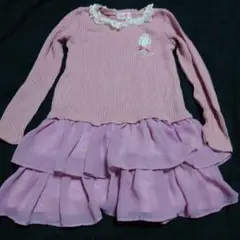 ９２　メゾピアノ　 ピンク 長袖ワンピース　１２０センチ