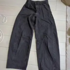 ダークグレー デニム ワイドパンツ