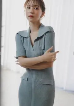 リブ　半袖ロングワンピース　SNIDEL