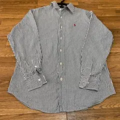 【大人気】ラルフローレン ポロ シャツ 長袖 ストライプ  コットン メンズ