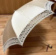 新品！Borsalinoボルサリーノ　麻100% ベージュ レース　日傘　47㎝
