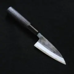 青紙２号 黒打 小三徳包丁（アジ切） 90㎜ G1450 焼柄 日本製 月光作 青紙2号 黒打 小三徳包丁（アジ切） 90㎜ G1450 焼柄 日本製 月光作
