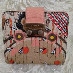 FURLA 折財布 メトロポリス ベージュ ピンク