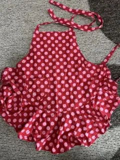 赤とピンクの水玉模様エプロン