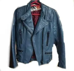 名品wolf leather riders blue 38 uk vintage - メルカリ レア名品wolf leatherライダースblue38uk vintage 古着
