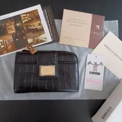 レザージュエルズ ⭐マットクロコダイル二つ折り財布　ブラック　黒☆新品