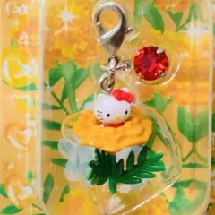 激レア】ハローキティ 根付 ストラップ 花 ダイヤカットストーン