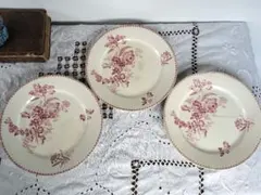 アンティーク フランク サルグミンヌ Fontage 花柄陶器皿 3枚セット