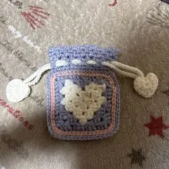 ハンドメイド ハートグラニースクエアポーチ