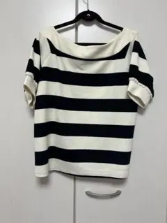 バックリボン付きストライプ Tシャツ　フリーサイズ