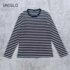 ユニクロ　ウォッシュボーダーT(M)ストレッチ　メンズ　カットソー　ロンT 大人のサムネイル