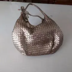 メタリックゴールド 編み込みトートバッグ