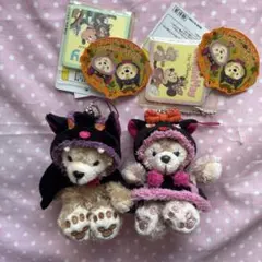 タグ付き　ダッフィー シェリーメイ ハロウィン ぬいぐるみバッジマスコット