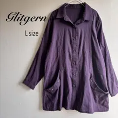 Glitgern レディース 長袖シャツ ロング丈シャツ パープル L 韓国製のサムネイル