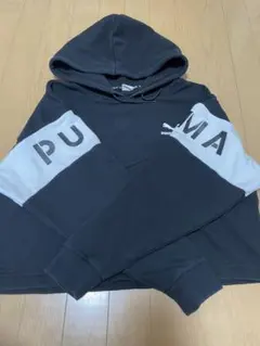 90年代に人気　レトロ　フーディー　プーマ　パーカ　ブラック L ショート丈