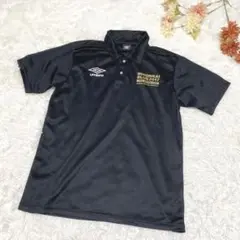 s.737【アンブロ】メンズ ポロTシャツ スポーツ ブラック L ロゴ入り