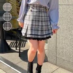 axesfamme 起毛チェックタックミニスカート タグなし