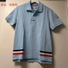 新品　未使用　Moncler 水色 ストライプ ポロシャツ タグ付き