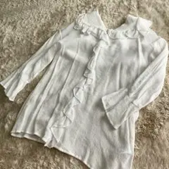 とこも様専用フリル付きホワイト7分袖シャツとブラウス