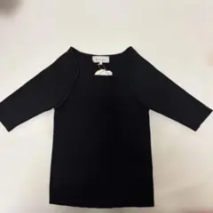 新品！ロペピクニック 黒 五分袖 リブ編み トップス