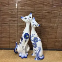 昭和レトロ シャム猫 大型 陶器 置物 猫 レトロ - メルカリ