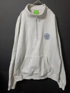 ☆HUF 20周年記念☆グレー ハーフジップスウェット XXL