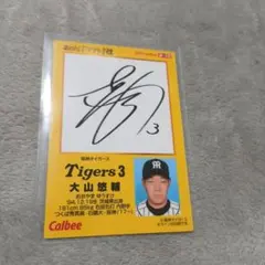 大山悠輔ルーキープリント サイン入りカード 2017 Tigers。