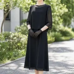 【極美品】東京ソワール 夏用 ブラックフォーマル ワンピース 礼服 喪服 15号