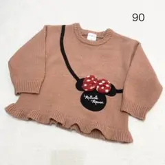 ミニー　ミニーマウス　ポシェット風　セーター　長袖　トップス　服　ピンク　90