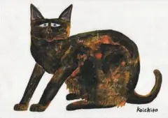 お値下げ不可　今年ラス2❕️手作り額付き銅版画応用絵画　「風天のニャンコ」 今月ラス1❗️8000円→半額 手作り額付き銅版画作品 「風天のニャンコ