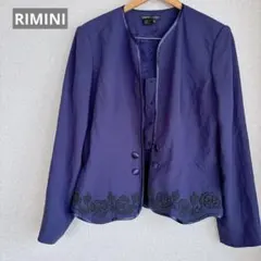海外古着【RIMINI 】ダークブルー ノーカラージャケット 10 エレガントのサムネイル