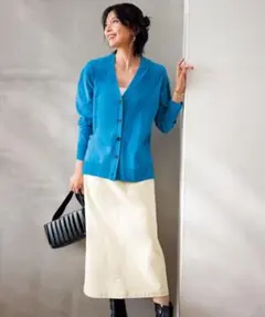 UNFILO ストレッチコーデュロイ Iラインスカート　ロング　ミモレ　S
