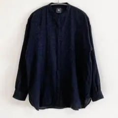 美品✨メゾンドソイル コットン 刺繍 バンドカラー シャツ ブラウス 生成 Ⅱ maisondesoil,メゾンドソイル,khadi,インドカディ,カディーコットン