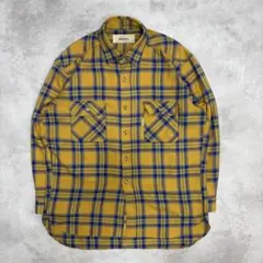 チェックシャツ 長袖 黄色 LL 大きいサイズ アメカジ 古着 ゆったり 厚め