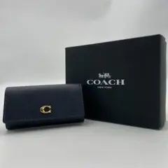 美品 COACH キーケース レザー ネイビー ゴールド金具 - メルカリ