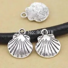 アクセパーツ 貝殻型 チャーム シルバー
