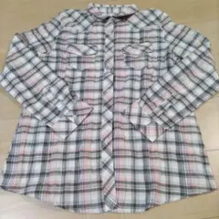 チェック柄　長袖シャツ　L