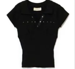 andmaryアンドマリー Lindsay logo tops black