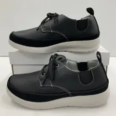 新品★レディース★23.0cm★軽量 撥水フェイクレザースニーカー 黒 7301