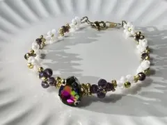 【アジャスター無し】    ラプンツェル風のビーズブレスレット