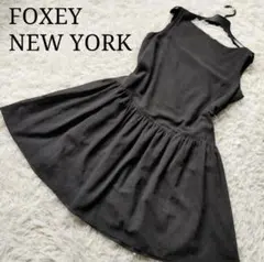 FOXEY フォクシー]半袖ワンピース ストレッチ 黒 ひざ丈 日本製 F