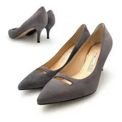 《未使用級》ペリーコ アネッリ パンプス スウェード グレー系 35 1/2