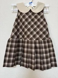 ブラウン系チェック ノースリーブワンピース