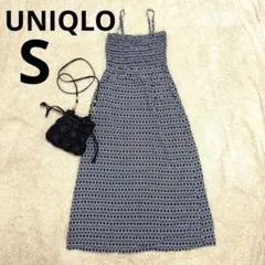 UNIQLO キャミワンピース ネイビー×ホワイト Sサイズ ロングワンピース